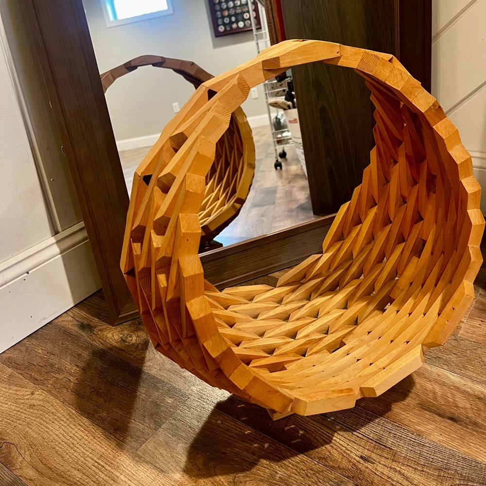 Stacked wood geometric planter.